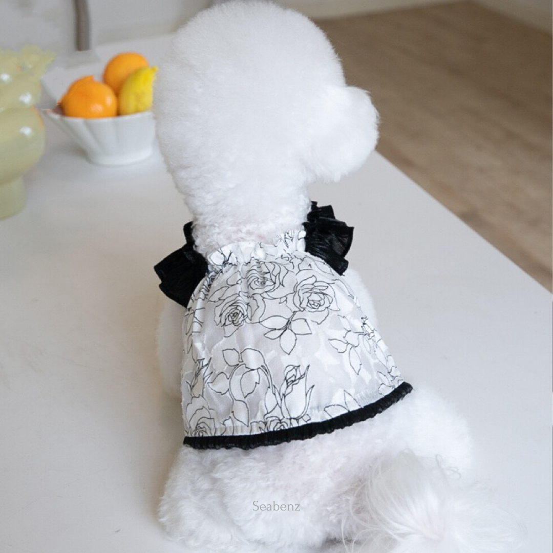 Midnight Bloom Chiffon Dress