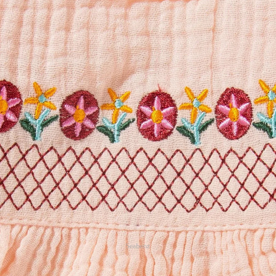 Embroidery Pink Floral Clothing