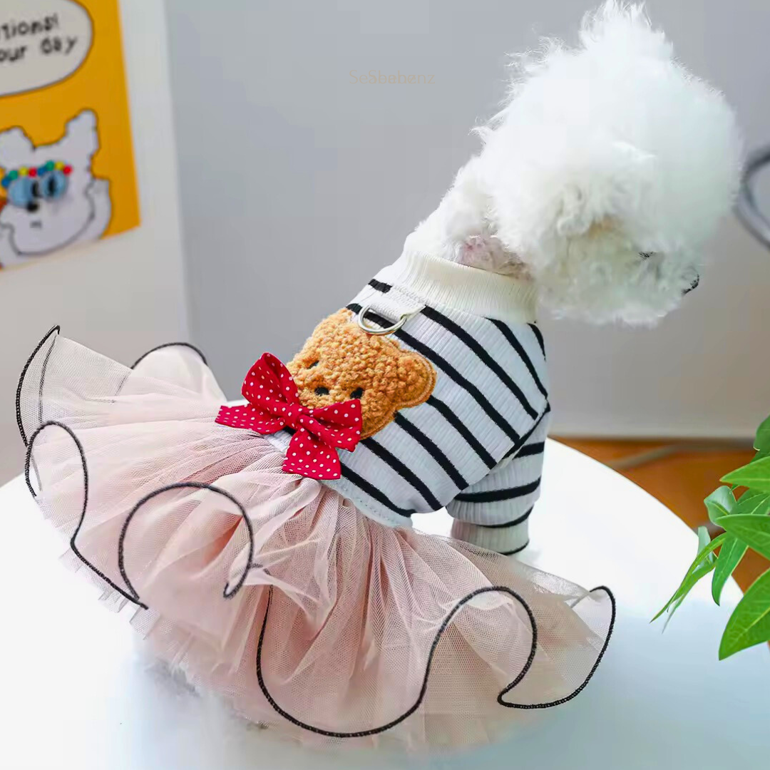 Bella Bear Striped Tutu Pet Dress