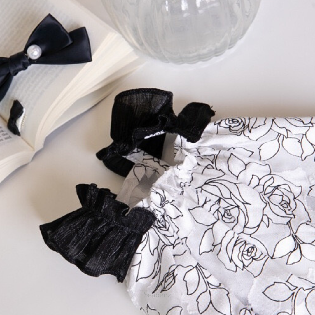 Midnight Bloom Chiffon Dress